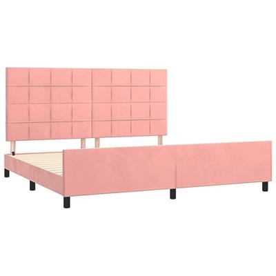 Bedframe met hoofdeinde fluweel roze 200x200 cm Bedframe met hoofdeinde fluweel roze 200x200 cm