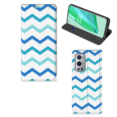OnePlus 9 Pro | Hoesje met Magneet | Zigzag Blauw OnePlus 9 Pro | Hoesje met Magneet | Zigzag Blauw