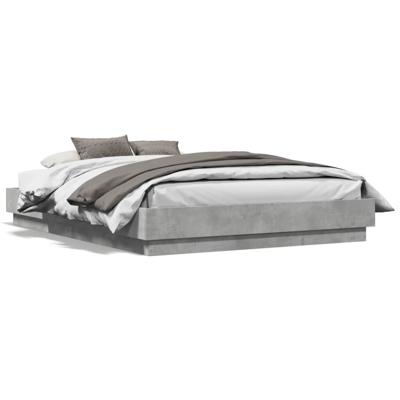 Bedframe bewerkt hout betongrijs 135x190 cm