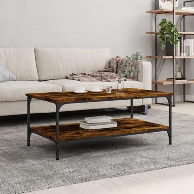 Salontafel 100x55x40 cm bewerkt hout gerookt eikenkleurig