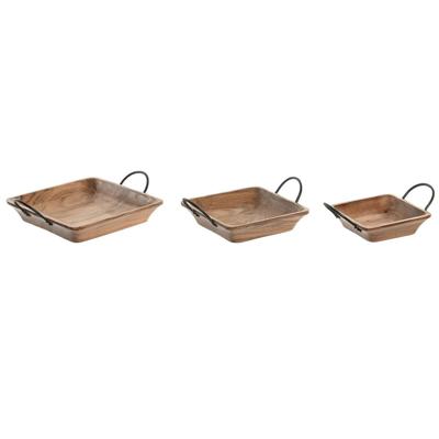 Tafeldecoratie Home ESPRIT Bruin Zwart Ijzer Mangohout 38 X 36 X 9 CM (3 Onderdelen)