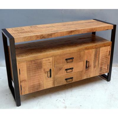 Onderkast BWS Mango Wood 135x45x80 cm 3 lades Mat Zwart Metaal Onderkast BWS Mango Wood 135x45x80 cm 3 lades Mat Zwart Metaal