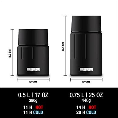 SIGG Gemstone Food Jar Obsidiaan (0,75 l), geïsoleerde voedselcontainer voor kantoor, school en outdoor, thermohouder van hoogwaardig 18/8 roestvrij staal
