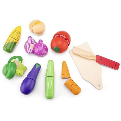 New Classic Toys houten snijset groente mand - thumbnail