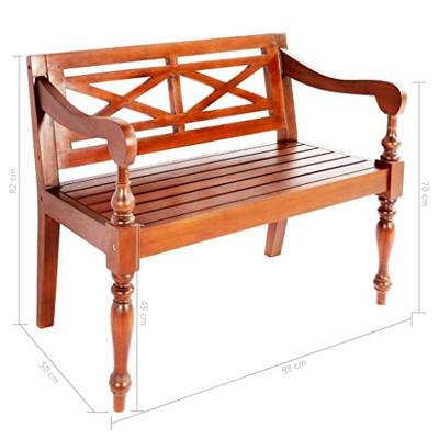 VidaXL Bank batavia 98 cm massief mahoniehout donkerbruin VidaXL Bank batavia 98 cm massief mahoniehout donkerbruin