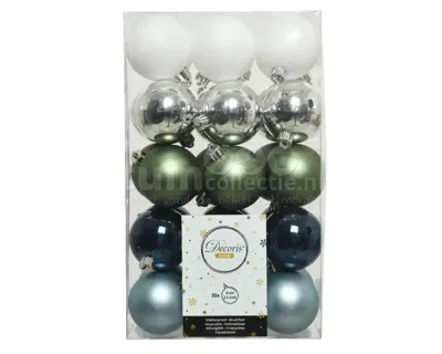Kerstballen Mix Plastic Ø6cm Blauw / Groen 30st Kerstballen Mix Plastic Ø6cm Blauw / Groen 30st