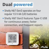 Shelly H&T Gen 3 Matte White Draadloze temperatuur- en luchtvochtigheidssensor - thumbnail