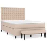 Boxspring met matras kunstleer cappuccinokleurig 140x190 cm - thumbnail