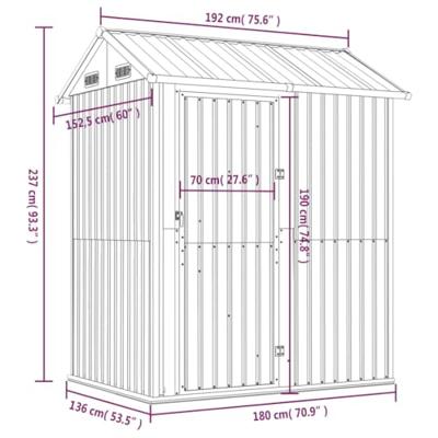 Tuinschuur 192x152,5x237 cm gegalvaniseerd staal bruin