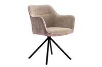 Bureaustoel VERONA champagnebeige fluweel structuurstof met armleuning metalen poten zwart - 44156 - thumbnail