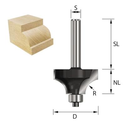 ENT Kwartrondfrees HM R19.05 met lager, Kolf 12mm - 7909904 - 7909904