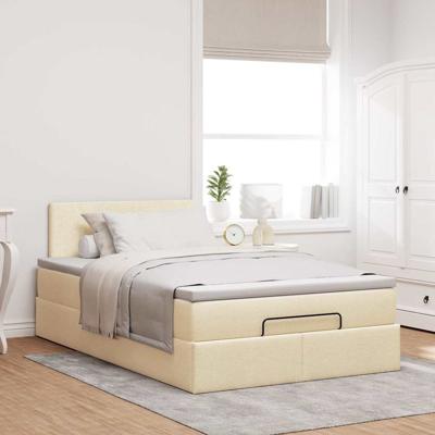 Ottoman bed met matras en LED's 120x200cm stof crèmekleurig