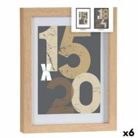 Muurfotolijst Natuurlijk Glas Hout MDF 20,5 x 2,5 x 26,5 cm (6 Stuks) - thumbnail
