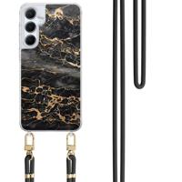 Samsung Galaxy A35 hoesje met zwart koord - Marmer grijs brons - thumbnail