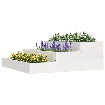VidaXL Plantenbak 78x78x27 cm massief grenenhout wit