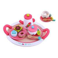 Tooky Toy Houten Theeservies Wit/Roze 19 delig - thumbnail