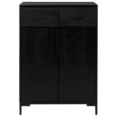 Schoenenkast 75x40x110 cm massief grenenhout zwart