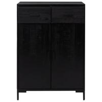 Schoenenkast 75x40x110 cm massief grenenhout zwart - thumbnail