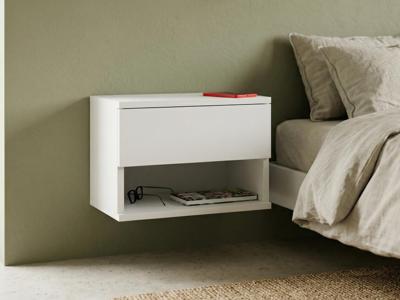 Zwevend nachtkastje NECELA 1 lade wit/hoogglans wit Zwevend nachtkastje NECELA 1 lade wit/hoogglans wit