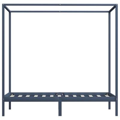Hemelbedframe massief grenenhout grijs 100x200 cm