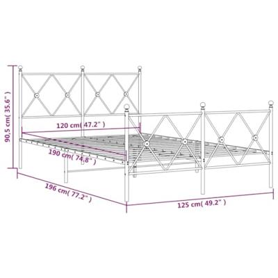 Bedframe met hoofd- en voeteneinde metaal wit 120 x 190 cm - thumbnail