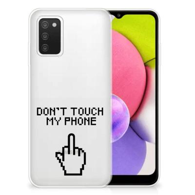 Samsung Galaxy A03S Silicone-hoesje Finger Don't Touch My Phone Samsung Galaxy A03S Silicone-hoesje Finger Don't Touch My Phone