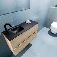 MONDIAZ ADA 80cm toiletmeubel washed oak. LEX wastafel urban links 1 kraangat - thumbnail