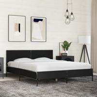 Bedframe bewerkt hout metaal zwart 180x200 cm - thumbnail