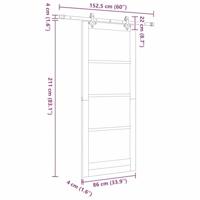 Schuifdeur met Hardware Set 86x211 cm Van Massief Vurenhout - thumbnail