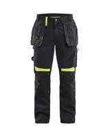 Blåkläder Werkbroek met spijkerzakken 15551860 | Zwart/High Vis Geel | Maat C62 - 7330509753064 - thumbnail