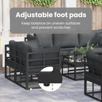 Tuinbankenset met kussen 11 pcs Zwart Aluminium - thumbnail