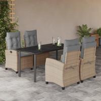 5-delige Tuinset met kussens poly rattan gemengd beige - thumbnail