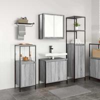 Badkamermeubelset 3 pcs Grijs sonoma en Zwart 36 x 35 x 165 cm - thumbnail