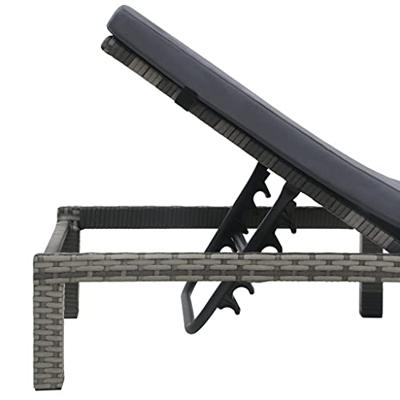 Ligbed met kussen poly rattan antraciet