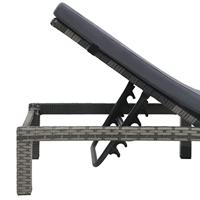 Ligbed met kussen poly rattan antraciet - thumbnail