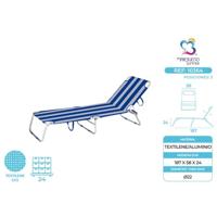 Marbueno Opvouwbare Aluminium Ligstoel Blauwe en Witte Strepen Strand en Zwembad 187X58X24 cm 10364 - thumbnail