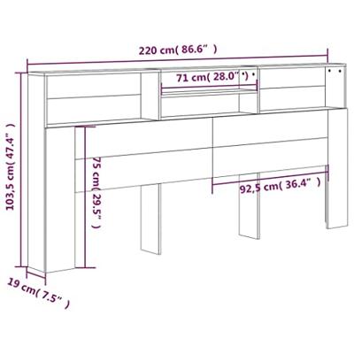 Hoofdbordkast 220x19x103,5 cm sonoma eikenkleurig