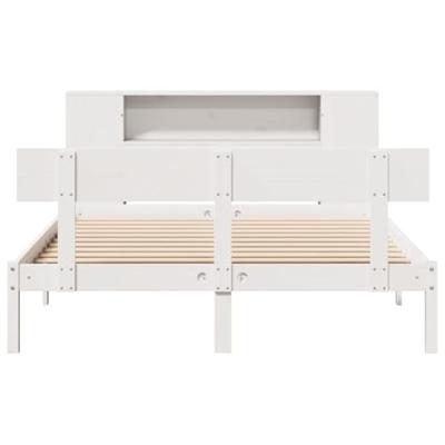 Bed met boekenkast zonder matras grenenhout wit 140x190 cm