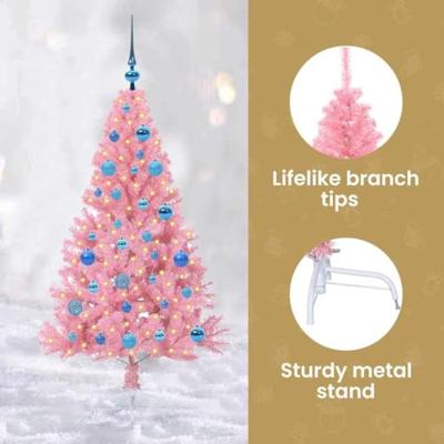 VidaXL Kunstmatig voorverlicht kerstboom met 150 led roze 150 cm pvc