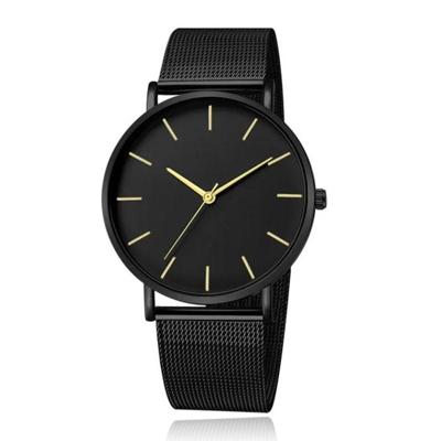 LGT JWLS Vintage Herenhorloge - Luxe Meshband - Zwart met Gouden Wijzers - Zwarte Wijzerplaat