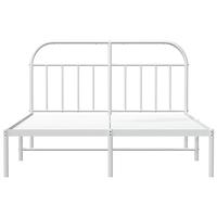 Bedframe met hoofdbord metaal wit 140x190 cm - thumbnail