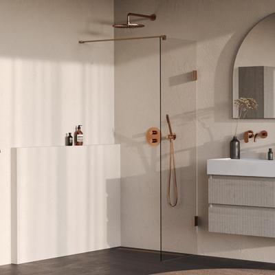 Brauer Void - Inloopdouche - Helder Glas - 60 x 200 cm - incl. Glascoating - PVD Koper Geborsteld