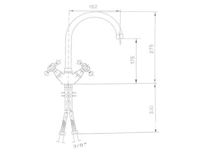 Wastafelmengkraan Sapho Antea 2-knop Gebogen Uitloop 27.5 cm Brons