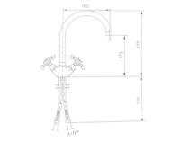 Wastafelmengkraan Sapho Antea 2-knop Gebogen Uitloop 27.5 cm Brons - thumbnail