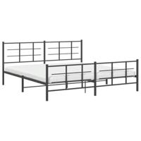 Bedframe met hoofd- en voeteneinde metaal zwart 193x203 cm - thumbnail