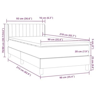 Boxspring met matras fluweel lichtgrijs 90x210 cm