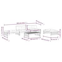 5-delige Loungeset met kussens massief hout zwart - thumbnail