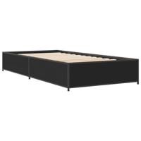 Bedframe bewerkt hout en metaal zwart 75x190 cm - thumbnail