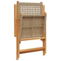 Tuinstoelen 2 st massief acaciahout en poly rattan beige - thumbnail