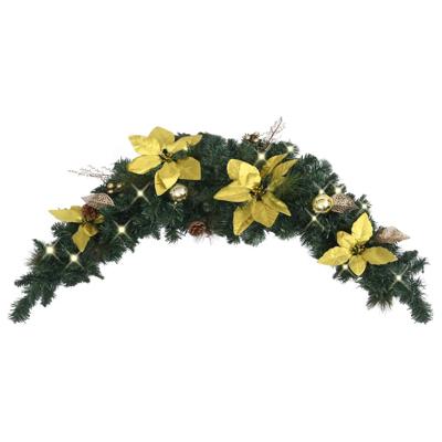 VidaXL Kerstboog met led-lampjes 90 cm pvc groen